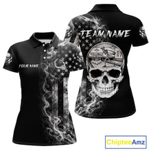 Load image into Gallery viewer, Smoke American Flag Women Bowling Polo Shirt Custom Skeleton Youth Bowling Outfits