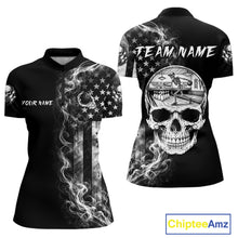 Load image into Gallery viewer, Smoke American Flag Women Bowling 1/4-Zip Shirt Custom Skeleton Youth Bowling Outfits