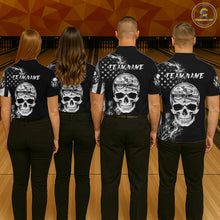 Load image into Gallery viewer, Smoke American Flag Women Bowling Polo 1/4-Zip Shirt Custom Skeleton Youth Bowling Outfits | White NYN3286