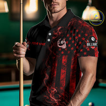 Load image into Gallery viewer, Red Smokes American Flag 8 Ball Billiard Pool Shirt For Men Custom Billiard Skeleton Team Appeal NYN3287