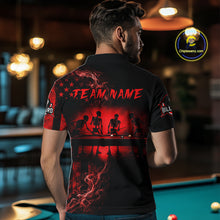 Load image into Gallery viewer, Red Smokes American Flag 8 Ball Billiard Pool Shirt For Men Custom Billiard Skeleton Team Appeal NYN3287
