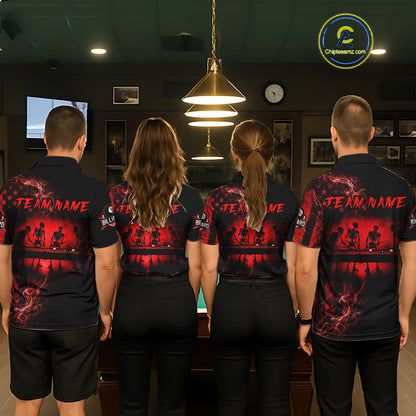 Red Smokes American Flag 8 Ball Billiard Pool Shirt For Women Custom Billiard Skeleton Team Appeal NYN3287