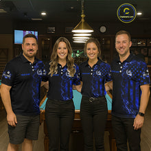 Load image into Gallery viewer, Blue Smokes American Flag 8 Ball Billiard Pool Shirt For Men Custom Billiard Skeleton Team Appeal NYN3288