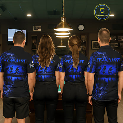 Blue Smokes American Flag 8 Ball Billiard Pool Shirt For Women Custom Billiard Skeleton Team Appeal NYN3288
