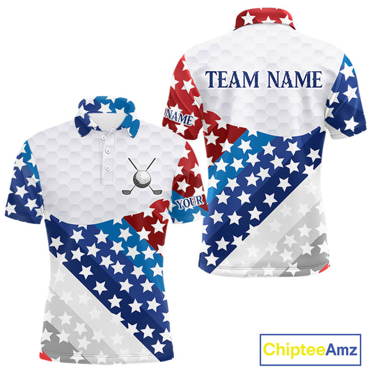 Mens Golf Polo Shirts Star Pattern Custom Patriotic Golf Team Shirts For Men, Golf Gifts NYN2915