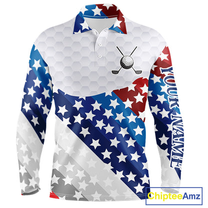 Mens Golf Polo Shirts Star Pattern Custom Patriotic Golf Team Shirts For Men, Golf Gifts NYN2915