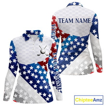 Load image into Gallery viewer, Womens Golf Polo Shirts Star Pattern Custom Patriotic Golf Team Shirts For Women, Golf Gifts NYN2915