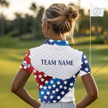 Load image into Gallery viewer, Womens Golf Polo Shirts Star Pattern Custom Patriotic Golf Team Shirts For Women, Golf Gifts NYN2915