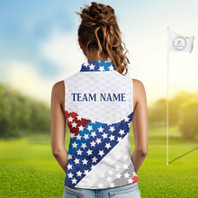 Load image into Gallery viewer, Womens Sleeveless Golf Polo Shirts Star Pattern Custom Patriotic Golf Team Shirts, Golf Gifts NYN2915