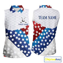 Load image into Gallery viewer, Womens Sleeveless Golf Polo Shirts Star Pattern Custom Patriotic Golf Team Shirts, Golf Gifts NYN2915