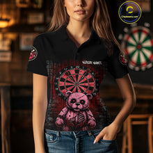 Load image into Gallery viewer, Black And Red Dripping Creepy Bear Grunge Custom Polo Dart Shirt For Women Dart Jerseys NYN2021
