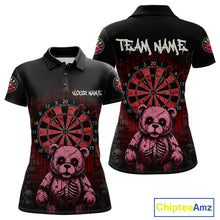 Load image into Gallery viewer, Black And Red Dripping Creepy Bear Grunge Custom Polo Dart Shirt For Women Dart Jerseys NYN2021