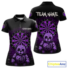 Load image into Gallery viewer, Black And Purple Dripping Creepy Bear Grunge Custom Polo Dart Shirt For Women Dart Jerseys NYN2023
