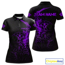 Load image into Gallery viewer, Purple Smoking Skeleton Bone Grunge Dartboard Custom Women Polo Dart Jerseys Dart Gifts NYN2035