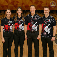 Load image into Gallery viewer, Funny Bull Grunge Red Bowling Polo &amp; 1/4 Zip Shirts For Women Custom Outftis Team Bowling Jerseys NYN3129