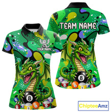 Load image into Gallery viewer, Green splatter funny dragon 8 ball billiard shirt for women custom pool team jersey