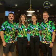 Load image into Gallery viewer, Green Splatter Funny Dragon 8 Ball Pool Billiard Shirts For Women Custom Cute Billiard Team Outfits NYN3301