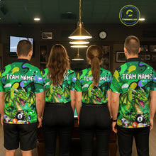 Load image into Gallery viewer, Green Splatter Funny Dragon 8 Ball Pool Billiard Shirts For Women Custom Cute Billiard Team Outfits NYN3301