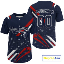 Load image into Gallery viewer, Custom American Flag Patriotic Baseball Shirt For Men Baseball Tournament Jerseys NYN1508