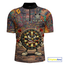 Load image into Gallery viewer, Funny Dartboard Smoking Men Darts Team Shirt Personalized Graffiti Dart Quarter-Zip Jerseys NYN2554