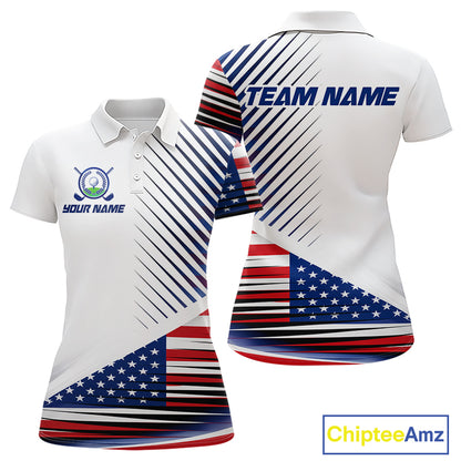 Patriotic Women Golf Shirts Golf Clothing Custom American Flag Polo Shirt, Gifts For The Golfer NYN2932