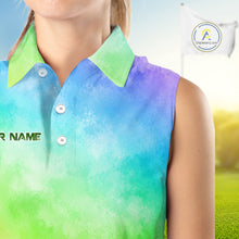 Load image into Gallery viewer, Colorful sleeveless shirt with a gradient design on a blurred outdoor background