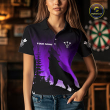 Load image into Gallery viewer, Personalized Wolf-Head Dart Arrows Purple Dart Polo Shirt For Women Dart Team Jerseys NYN2283