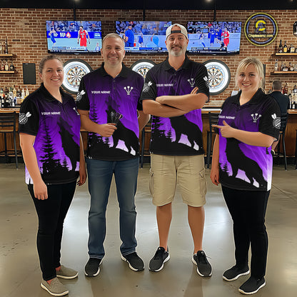 Personalized Wolf-Head Dart Arrows Purple Dart Polo Shirt For Women Dart Team Jerseys NYN2283