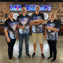 Load image into Gallery viewer, US Flag Smoke Eagle Lightning Dartboard Men Darts Shirt Personalized Patriotic Dart Quarter-Zip Jerseys NYN2575