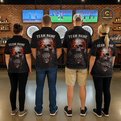 Horror Orange Splatter Grunge Skull Dartboard Dart Polo Shirts For Men Custom Dart Team Jerseys NYN2727
