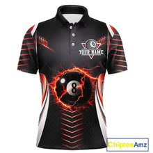Load image into Gallery viewer, Personalized Red 8 Ball Pool Billiard Shirts For Men Custom Thunder Lightning Pool Team Attire NYN2940