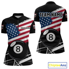 Load image into Gallery viewer, American Flag Splash 8 Ball Women's Billiard Quarter-Zip Shirt Personalized Team Uniform