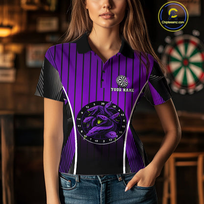 Custom Black And Purple Cobras Dartboard Dart Polo Shirt For Women Dart Team Jerseys NYN1534