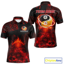 Load image into Gallery viewer, Red Flames Skull Yin &amp; Yang Pool Billiard Shirt For Men Custom 8 Ball &amp; 9 Ball Billiard Team Attire NYN2744