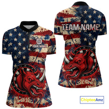 Load image into Gallery viewer, Red dripping rhino dart 1/4-zip shirt for women grunge American flag apparel