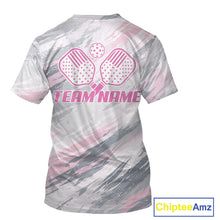 Load image into Gallery viewer, Custom Pink Grey Paint Pickleball Ball &amp; Paddle T-Shirt For Men Outfits Pickleball Jersey NYN2577