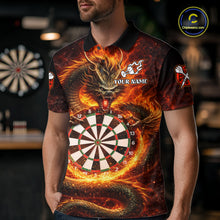 Load image into Gallery viewer, Personalized Red Flaming Dragon Dartboard Men Darts Polo Shirt Custom Darts Team Jerseys NYN2582