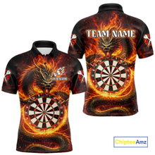 Load image into Gallery viewer, Personalized Red Flaming Dragon Dartboard Men Darts Polo Shirt Custom Darts Team Jerseys NYN2582