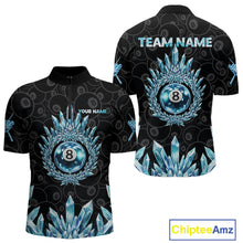 Load image into Gallery viewer, Blue Icy Cold Pool 8 Ball Billiard Polo &amp; 1/4-Zip Shirt For Men Custom Ball Billiard Attire NYN2589