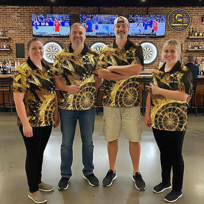 Gold Splatter Dartboard Women Dart Polo & 1/4-Zip Shirt Custom Name Dart Jersey For Darters NYN2965