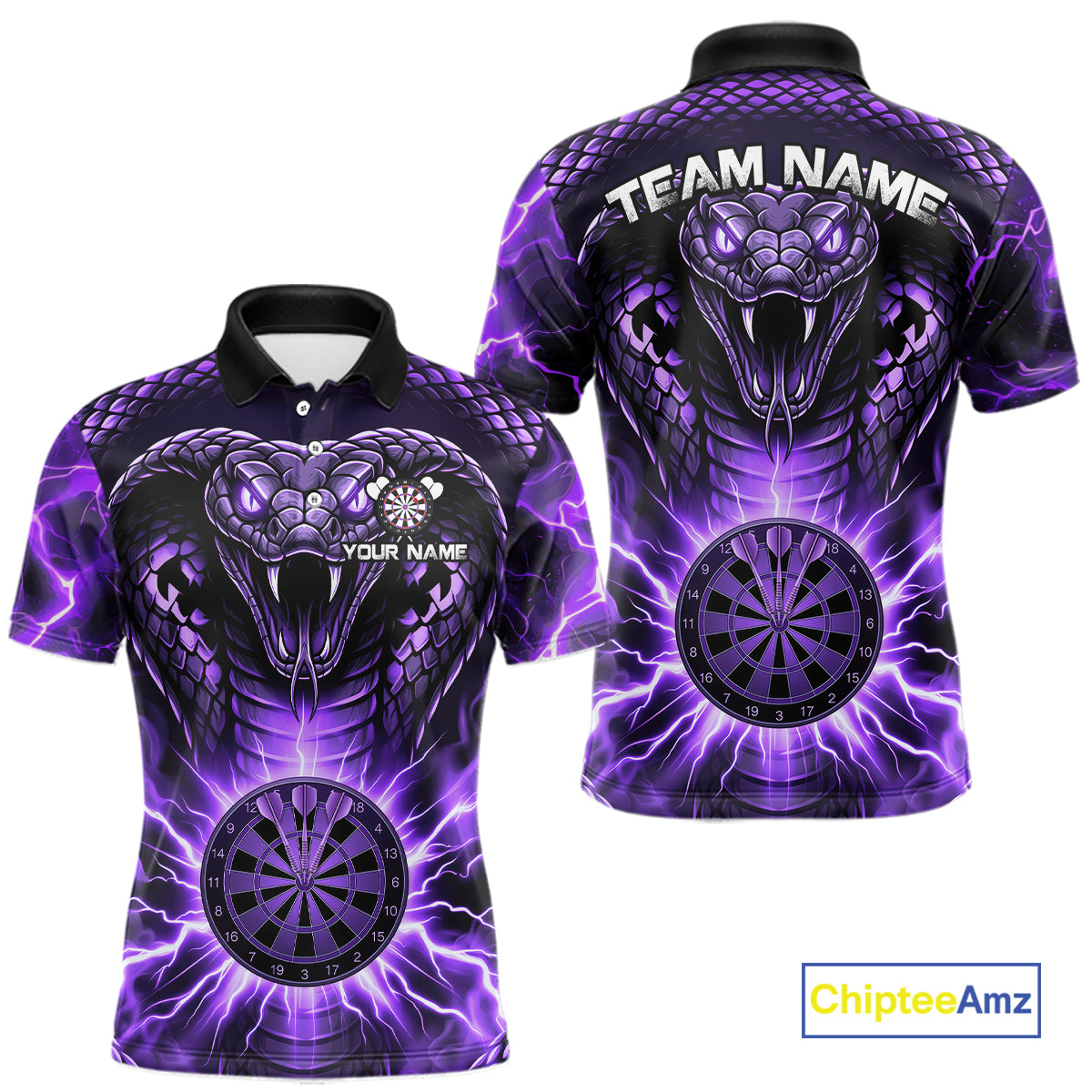 Thunder lightning purple cobra snake dart shirt for men custom darts jersey