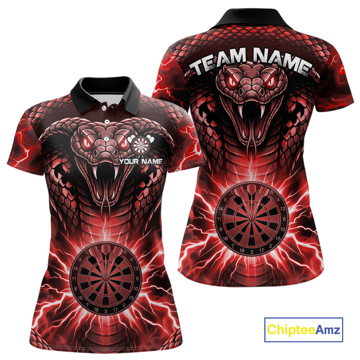 Thunder lightning red cobra snake dart shirt for women custom darts jersey