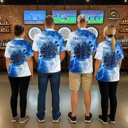 Personalised Blue And White Smokes Men Dart Shirts Custom Thunder Darts Team Shirt For Players NYN3365
