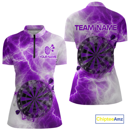 Personalized purple and white smoke dart shirt for women thunder darts jersey