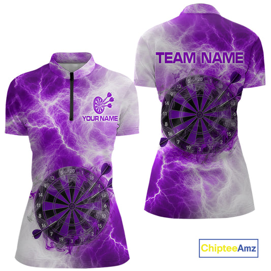 Personalized purple and white smoke dart shirt for women thunder darts jersey