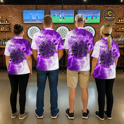 Personalised Purple And White Smokes Women Dart Shirts Custom Thunder Darts Team Shirt For Players NYN3366