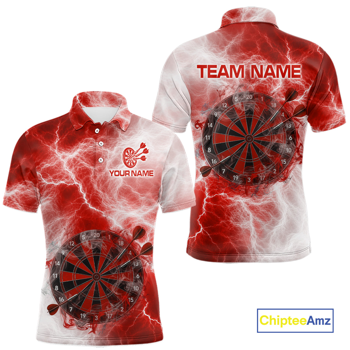 Personalized red and white smoke dart shirt for men thunder darts jersey