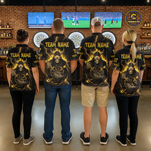 Load image into Gallery viewer, Yellow Neon Flaming Grim Reaper Women Darts Polo Jerseys Custom Name Dart League Shirt NYN2066