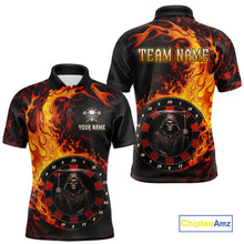 Load image into Gallery viewer, Grim Reaper Red Flaming Dartboard Men Darts Polo Shirt Personalized Grunge Darts Team Jerseys NYN2600