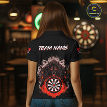 Load image into Gallery viewer, Grey And Red Flames Wolf Custom Women's Funny Dart Polo Shirts Team Dart League Jerseys NYN2081